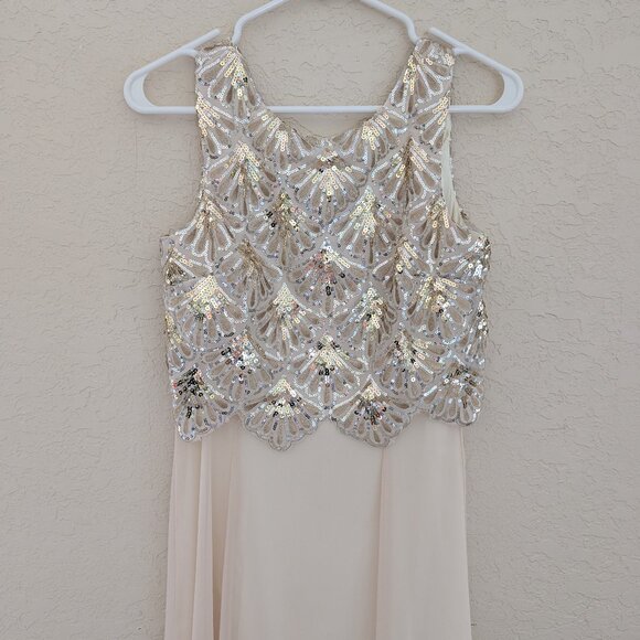 GB Gianni Bini Glam 1920's Great Gatsby Flapper Sequin Maxi Dress Size S - Picture 1 of 9